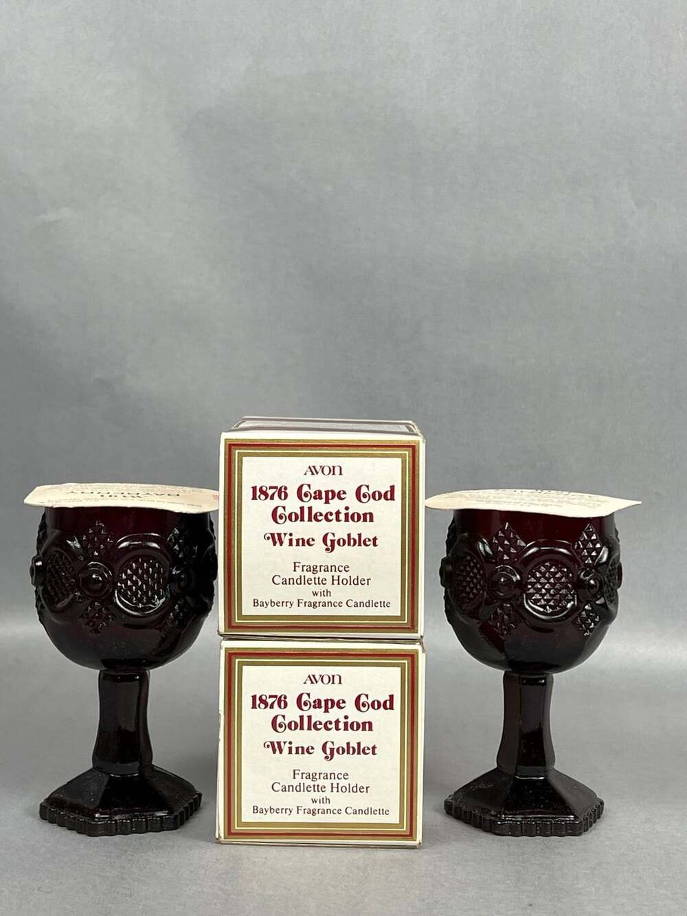 Avon 1876 Cape Cod Collection Ruby Red Wine Goblet Fragrance Candlette Holder